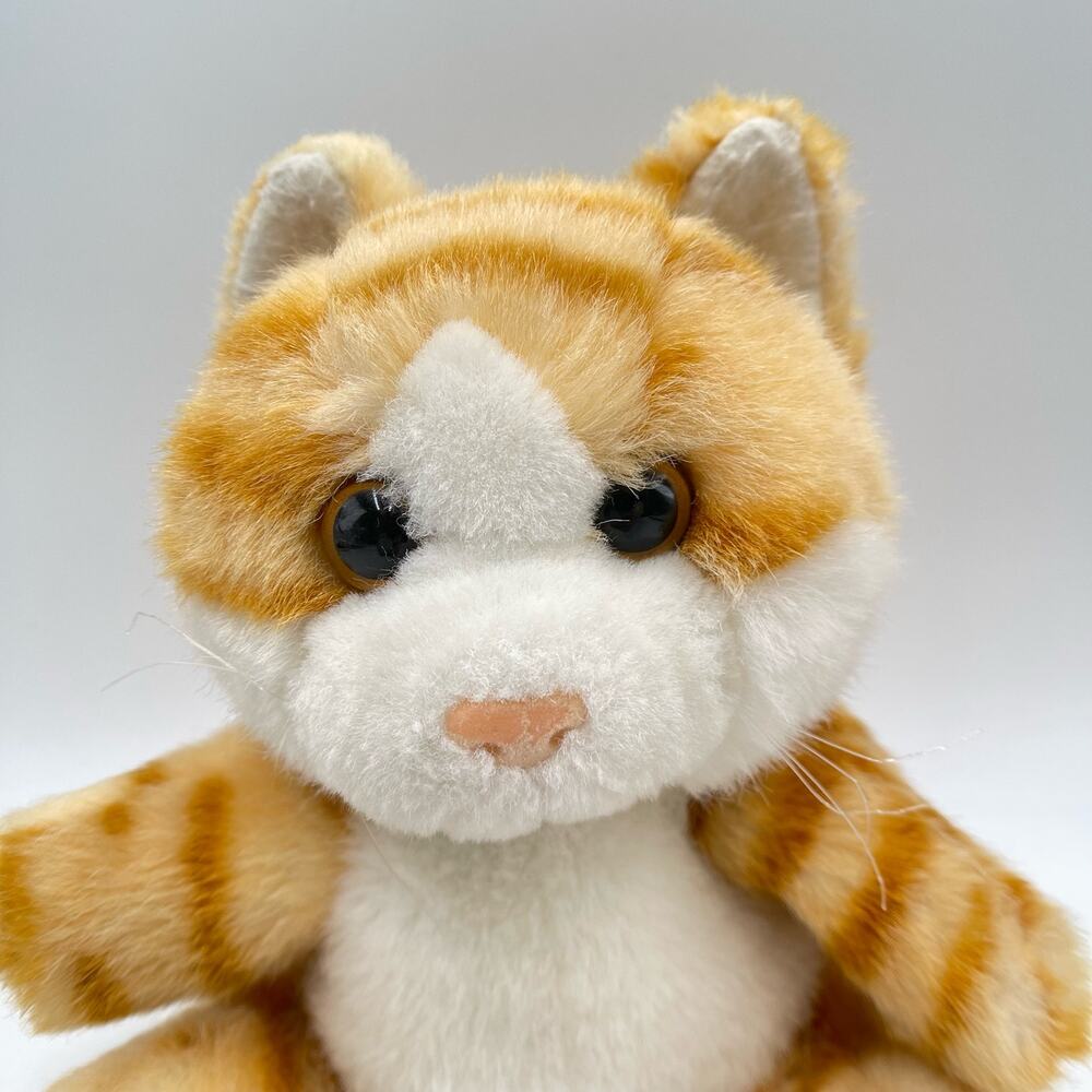 9" Vintage 1997 Ganz Casey Orange Tabby Cat Plush Hand Puppet Striped Hard Nose